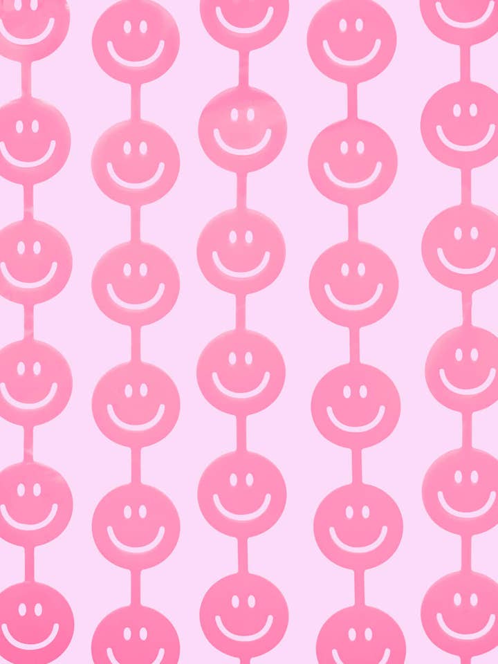 Pink Smiley Preppy Curtain, Birthday Decor, Party Supplies for wholesale by Petit Fetti