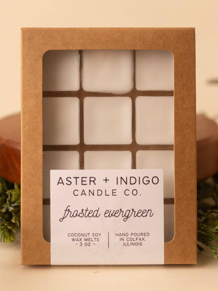 Frosted Evergreen | Christmas Wax Melt | Winter Wax Melt for wholesale by Aster + Indigo Candle Co.