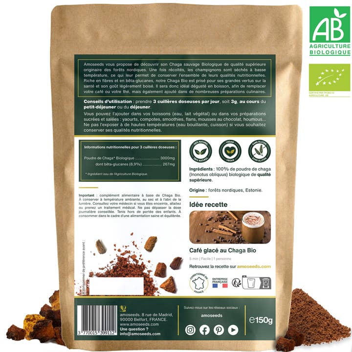 Amoseeds - Wholesale Protein/Superfood Powder - Organic Chaga Powder 150G1
