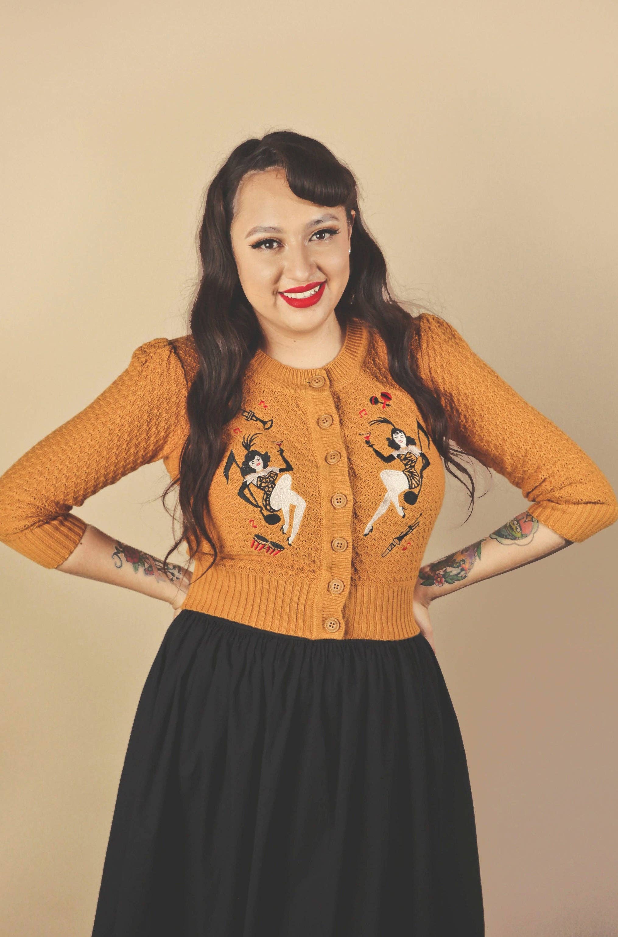 Mischief Made - Vente Cardigan – femme - Cardigan court Showgirls en bronze1