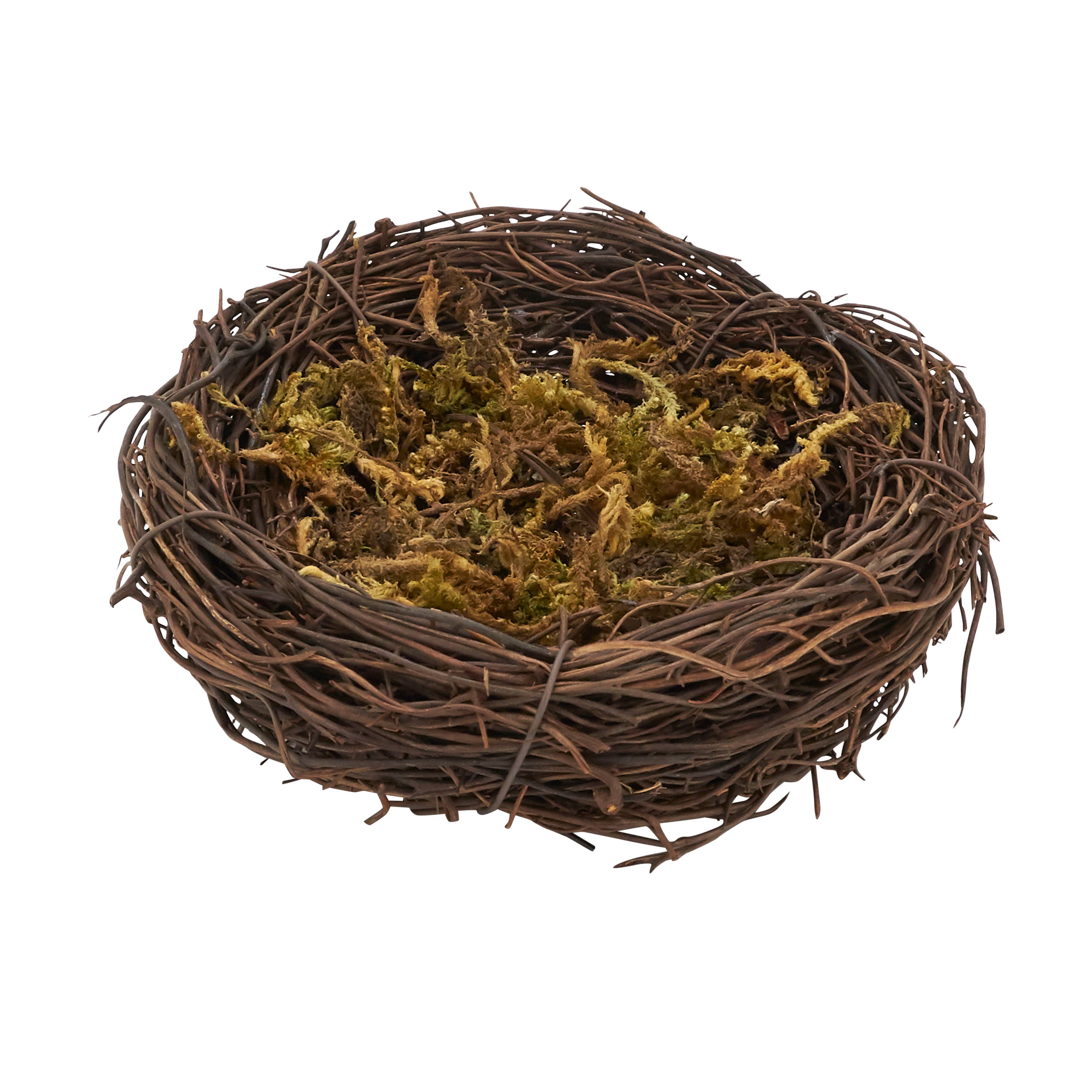 Brown Nest with Moss - 5.5" Diameter for wholesale on Faire0