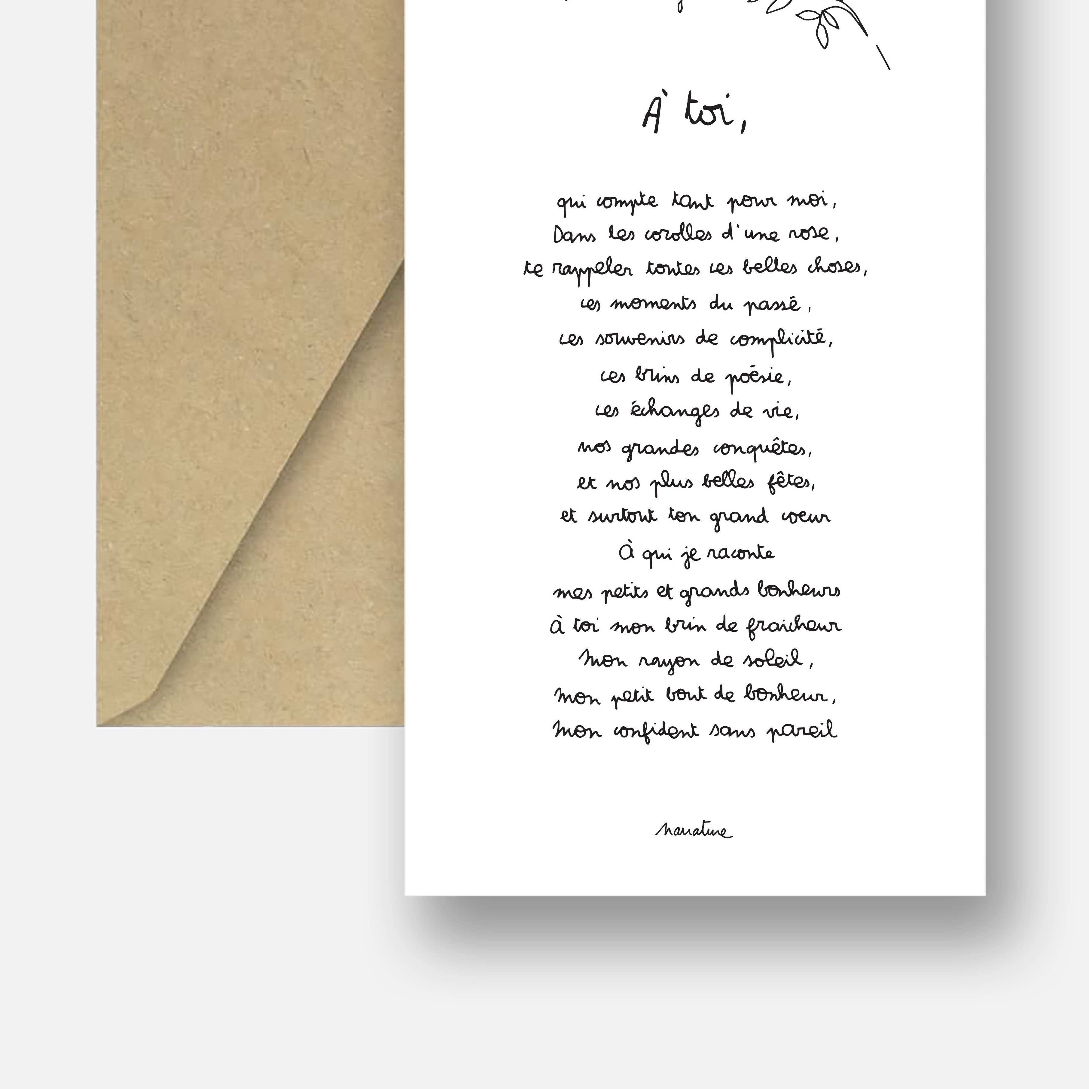 Narrature – wholesale Love card – Yours - 10x20 card and recycled envelope2