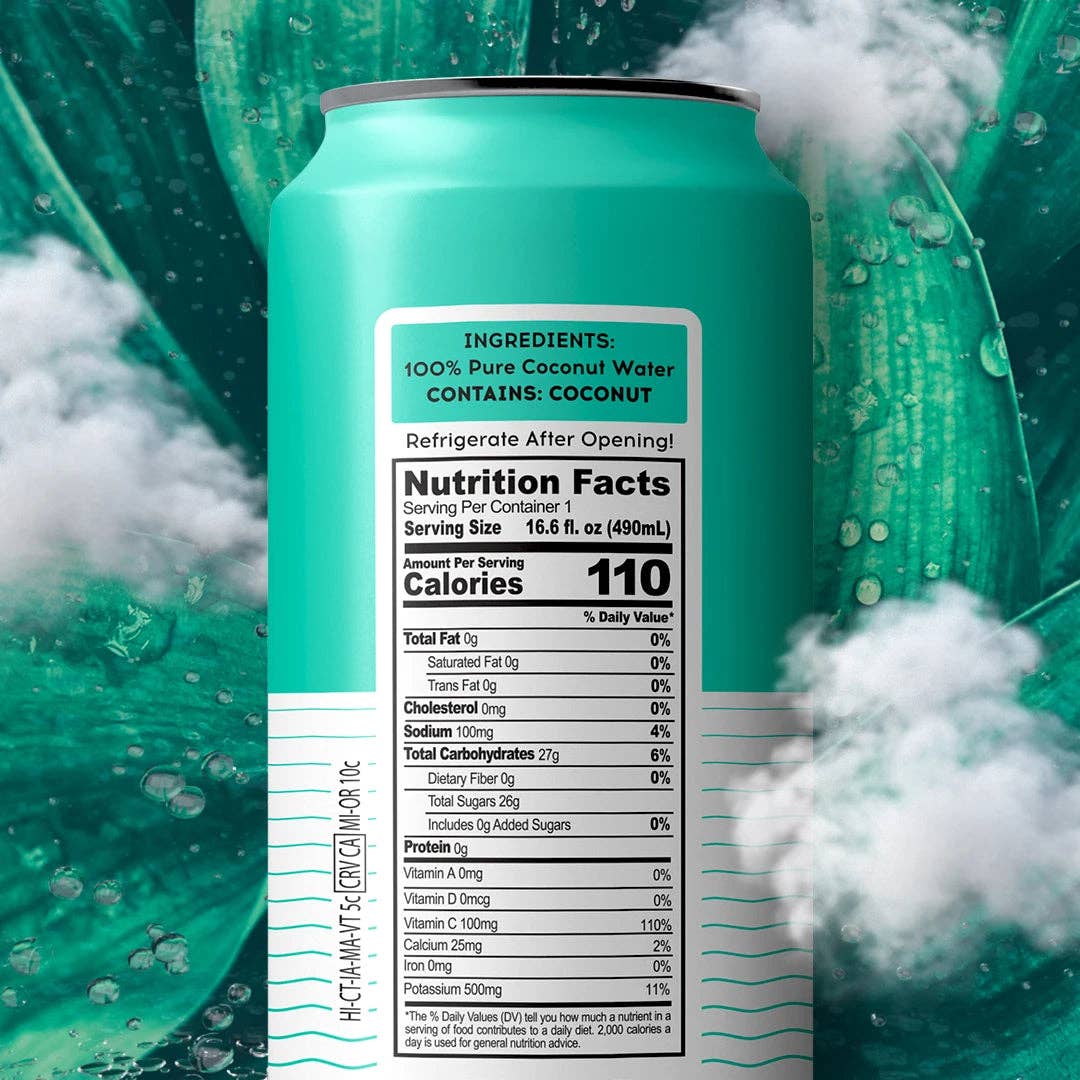 100 Coconuts - Wholesale Flavored/Infused Water (Non-Carbonated) - PURE COCONUT WATER 16.6oz - 12 Pack2