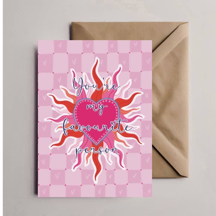 "You’re My Favorite Person" Card | Sun & Heart Love Card for wholesale by Pink Tigra