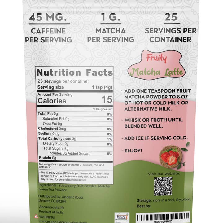Ancient Roots - Wholesale Health/Detox Tea - Ancient Roots Strawberry Matcha Green Tea Powder1