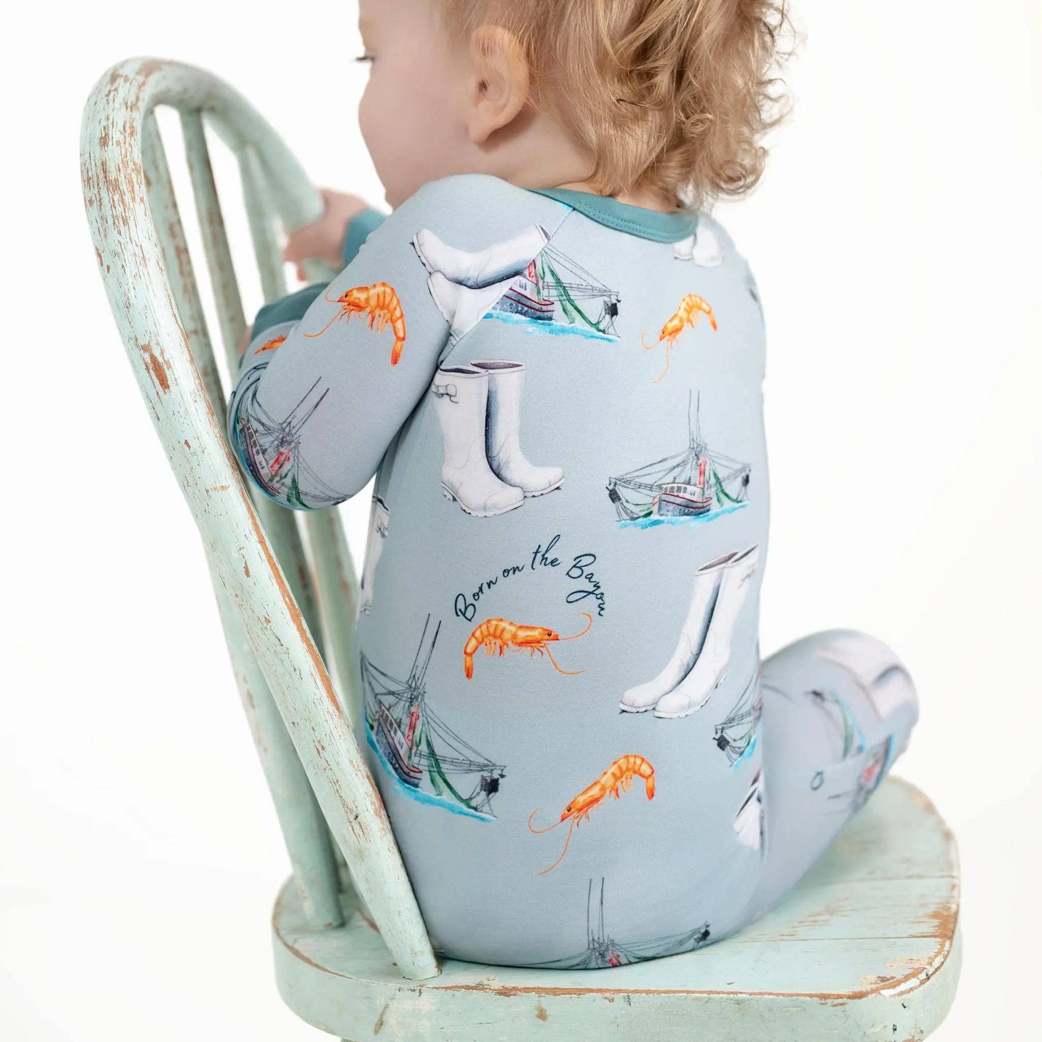 Pearls & Pelicans - Wholesale Jumpsuit - Baby - Born on the Bayou Bamboo Zip-Up2