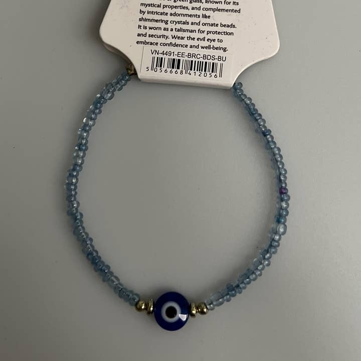 VIE - Wholesale Beaded bracelet - Evil Eye Bracelet with 2 Gold Beads Each Side (JIT)3