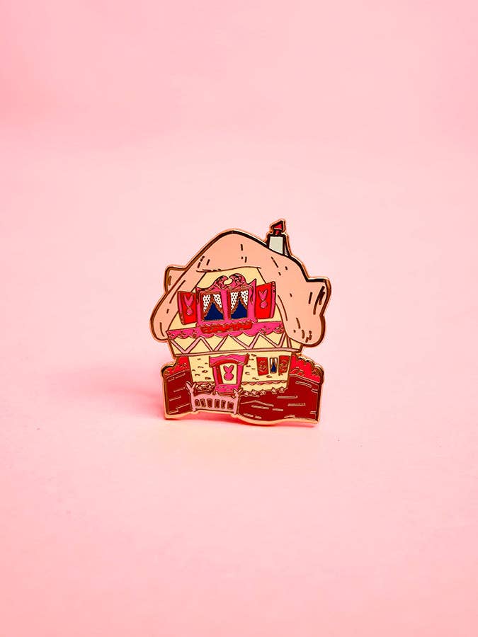 White Rabbit House Enamel Pin for wholesale by Unicorn Crafts