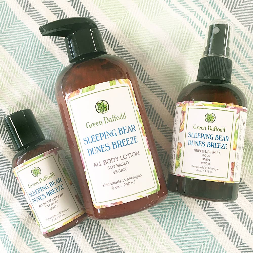 Green Daffodil Bath & Body - Wholesale Body Cream/Lotion - Sleeping Bear Dunes Breeze Mini Lotion Bottle  - Michigan3