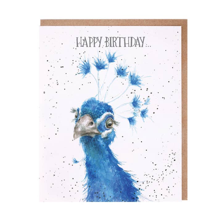 Awesome Peacock Happy Birthday Card for wholesale by Wrendale Designs