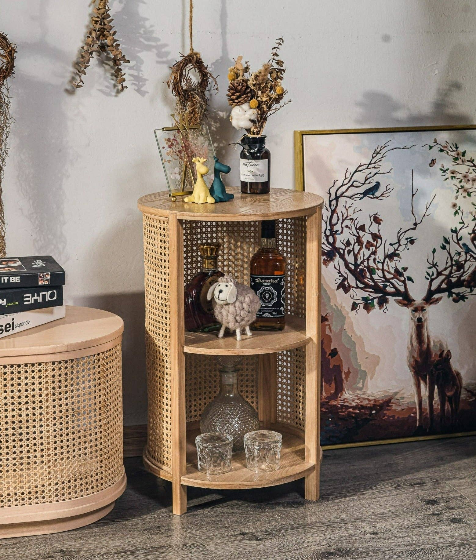 Nordlys - Wholesale Side Table - ALTA 2-Storage Natural Wood and Rattan Nightstand