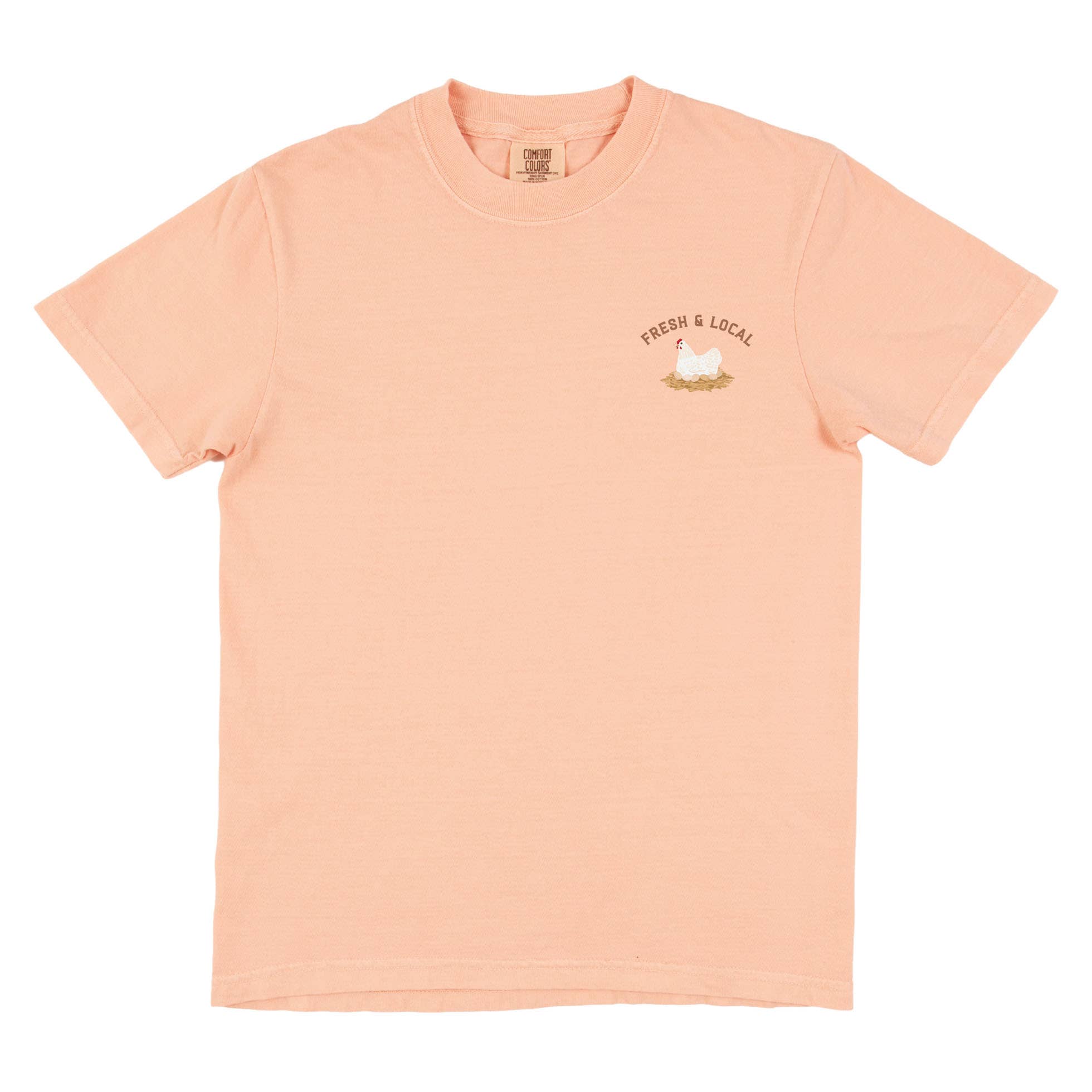 Paper Farm Press - Wholesale T-Shirt (Graphic) - Women's - Chicken Farmers Market Tee - Peachy Pink4