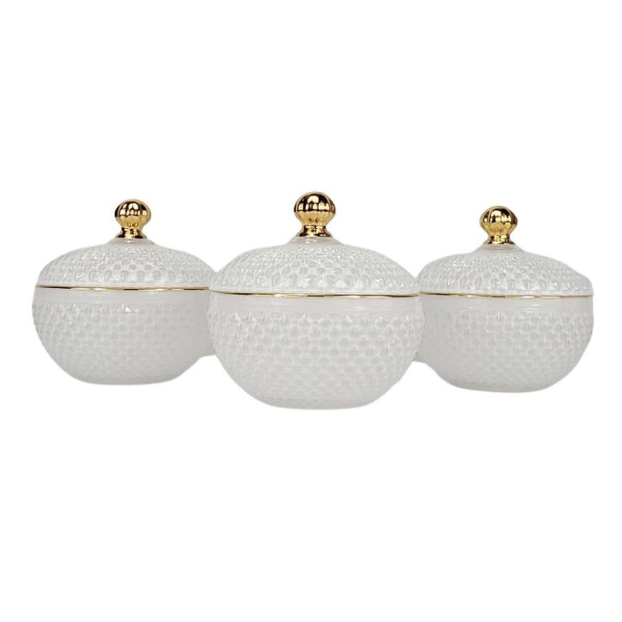 General Wax - Candle Making Supplies - Vente Bougeoirs - Grand verre à bougie de courtoisie blanc/doré de 10 oz3