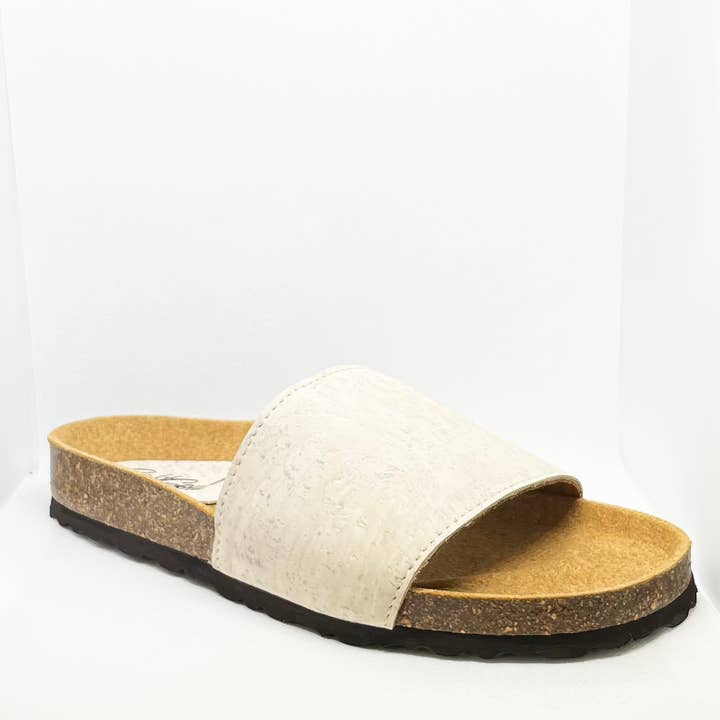 Cork House Slide - Off White for wholesale by SoftSoul Footwear INC