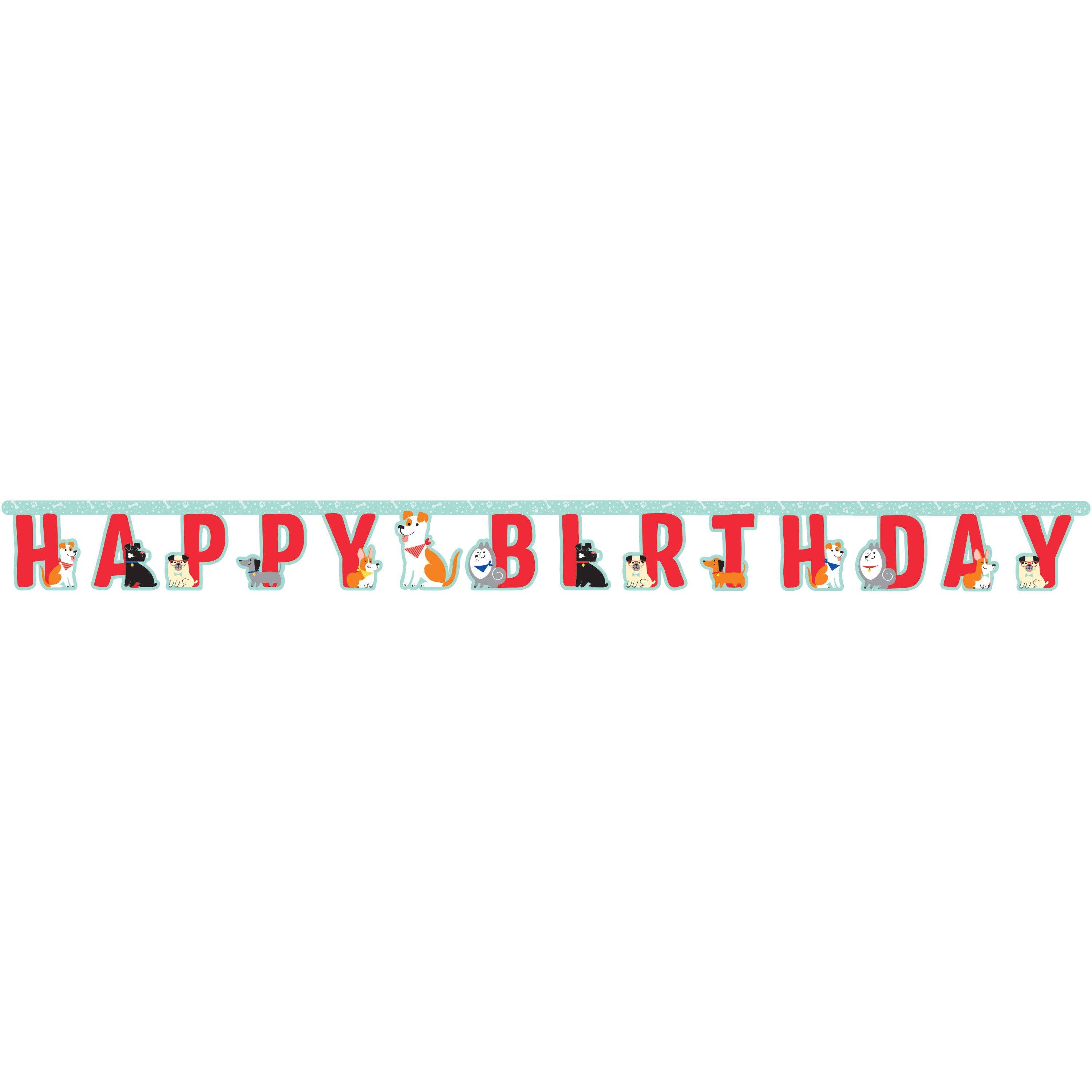 KT Supply - Wholesale Party Sign/Banner - Dog Party 7"Lx7"W "Happy Birthday" Jointed Banner,Case of 120
