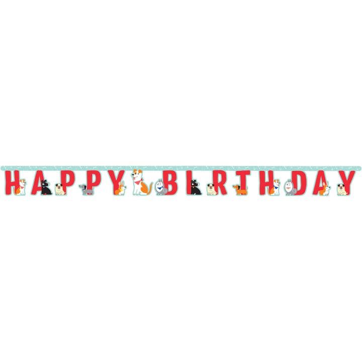 KT Supply - Wholesale Party Sign/Banner - Dog Party 7"Lx7"W "Happy Birthday" Jointed Banner,Case of 12