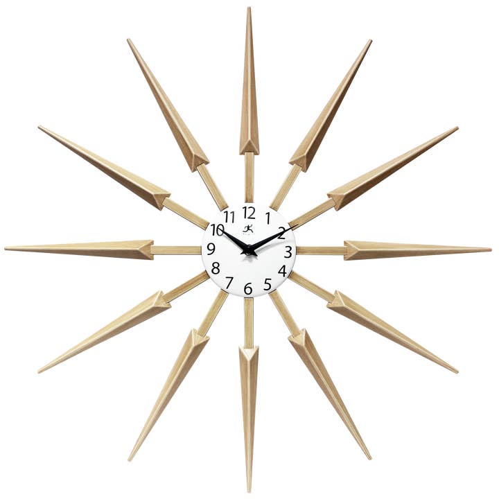 Midcentury/Modern Starburst Tan Wall Clock 24.5 Inch for wholesale by Infinity Instruments