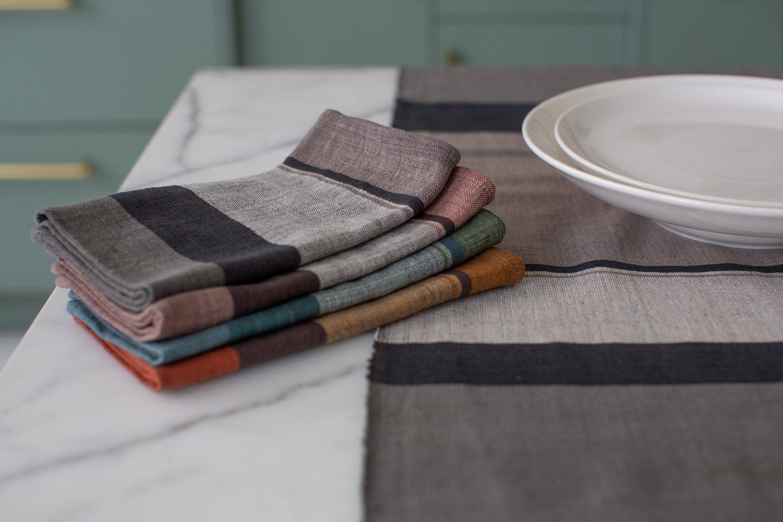 Sabahar - Vente Serviettes de table en tissu - Serviettes en coton éthiopien tissé à la main Dalol | Lot de 27