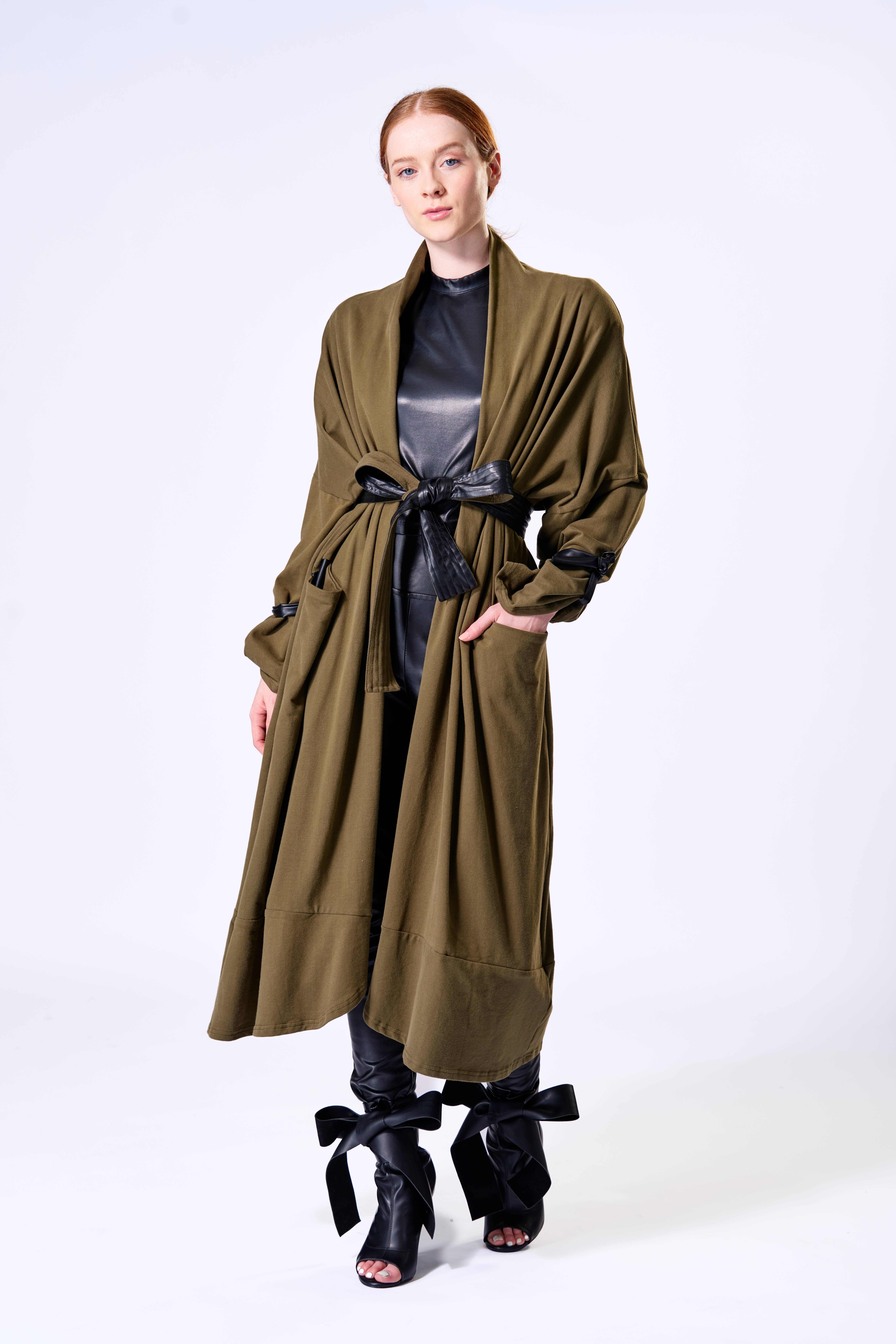 The Fifth Week - Wholesale Coat - Women's - Olive Belted Duster Coat