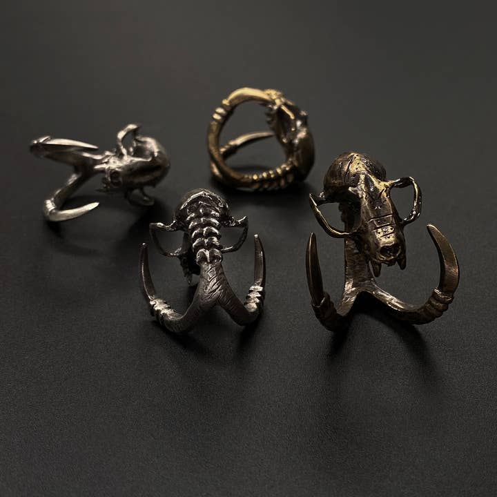 Miyu Decay - Wholesale Cocktail/Statement Ring - Death Grip with Talons Ring in Brass and Silver2