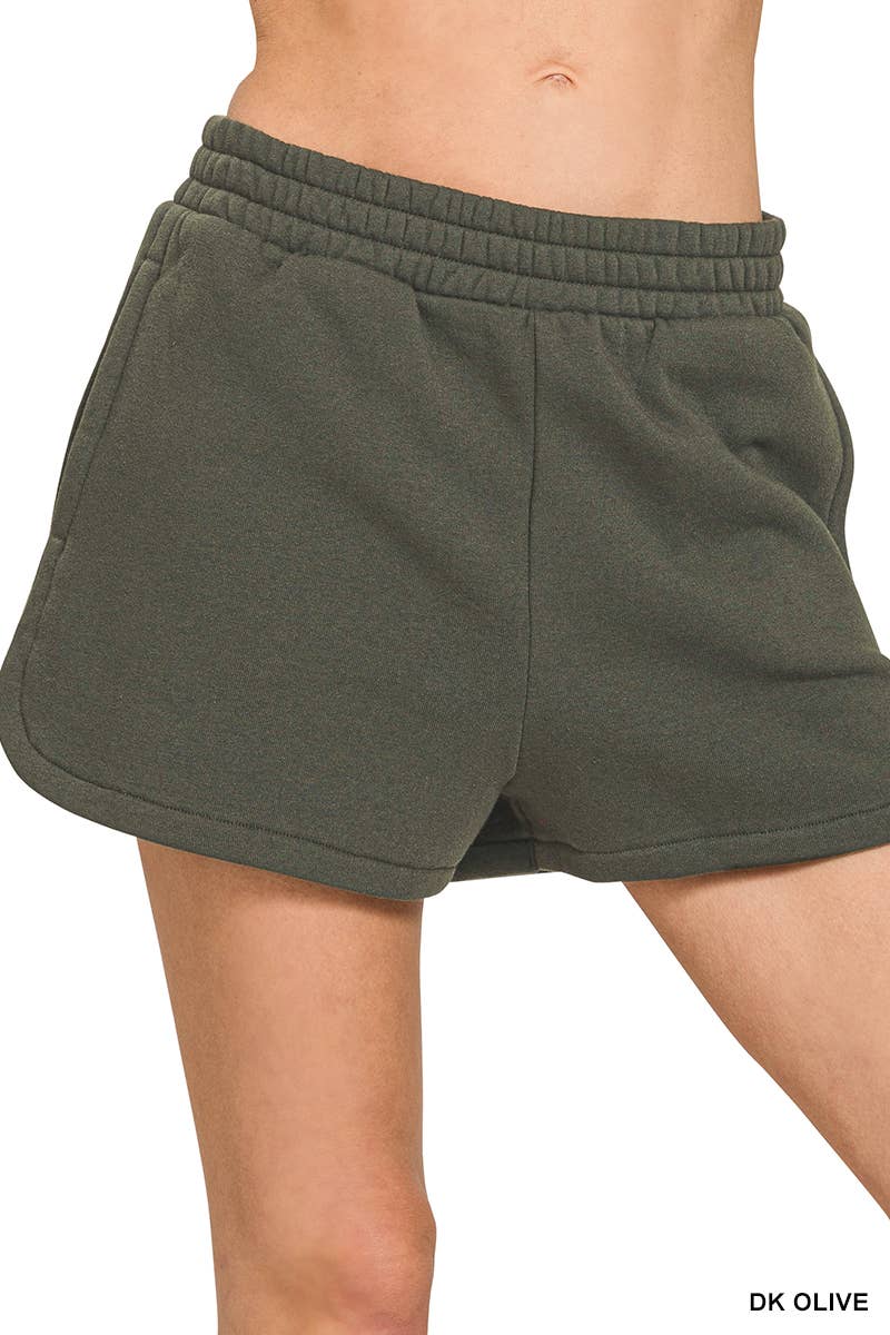 42POPS - Wholesale Shorts - Women's - ',..Fleece Elastic Waistband Dolphin Shorts w/ Pockets14
