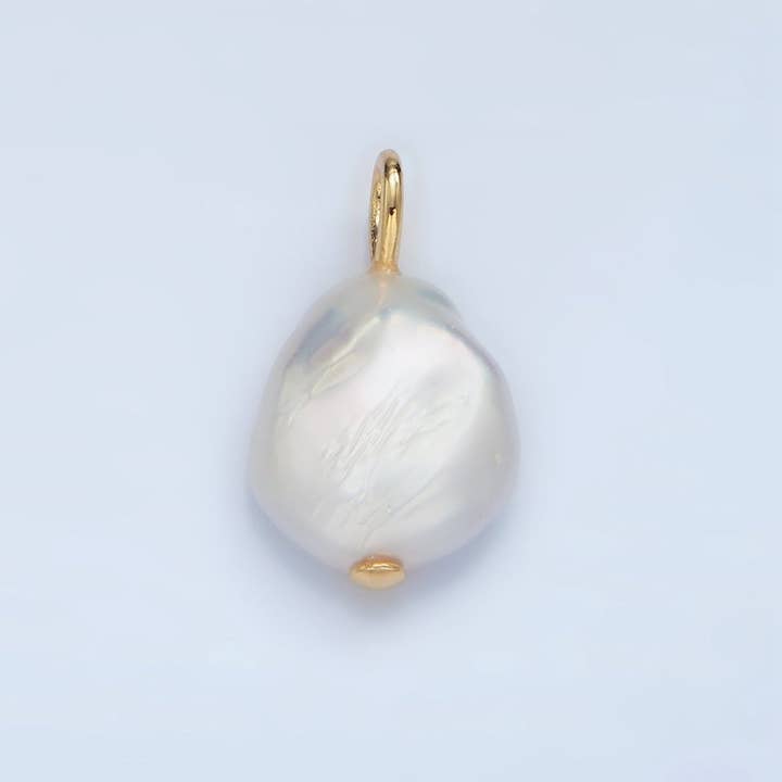 24K Gold Filled 20mm White Baroque Freshwater Pearl Pendant | P1899 for wholesale by Aim Eternal