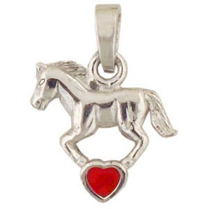 colgante caballo sobre corazón rojo plata 925 e-coated para venta al por mayor de Janusch