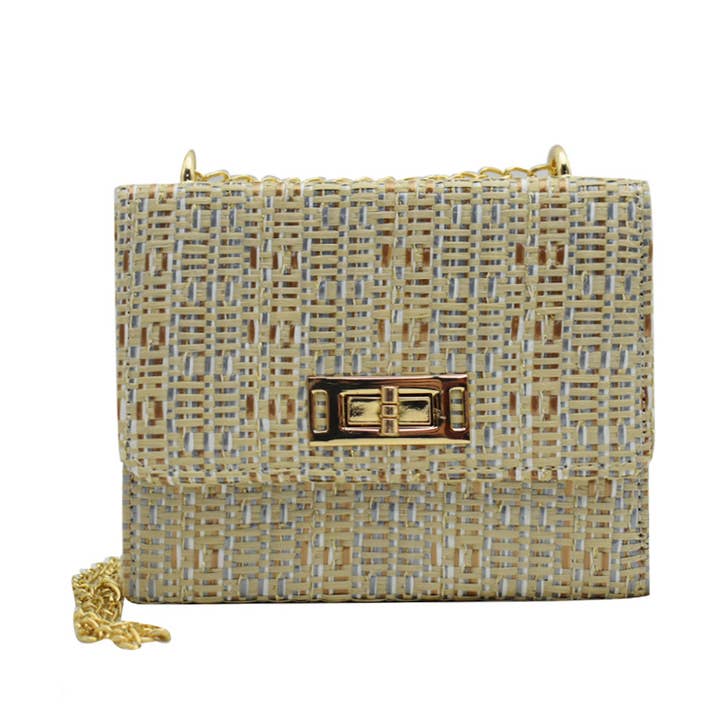 Mala de embreagem Gwendolyn Mini Raffia Retro Look Box por atacado de Belle Trading Ltd