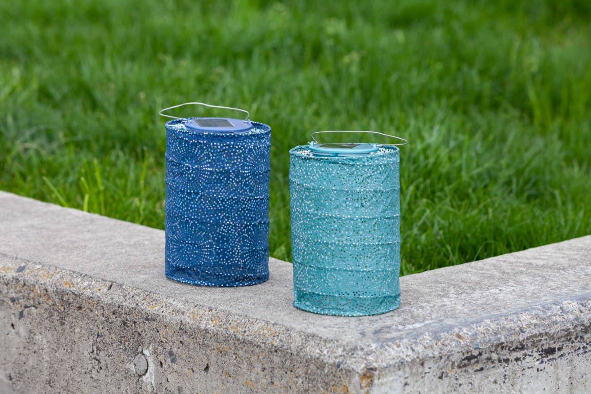 Allsop Home & Garden - Wholesale Outdoor/Lawn Light - Stella Cylinder 7.5" Solar Lantern - Metallic Emerald12