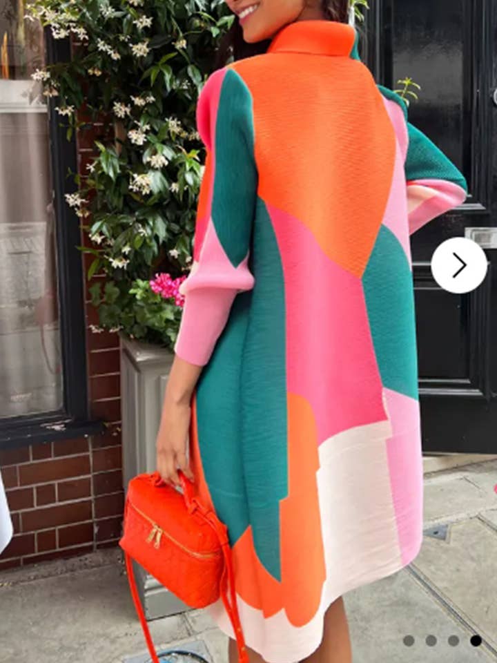 CY FASHION. LONDON - Wholesale Dress - Women's - Multi color print long sleeves Blazer Dress with buttons des