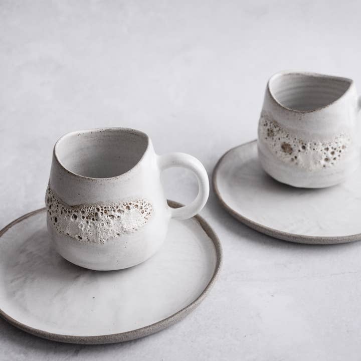 LAIMA CERAMICS (SIA Radosa Apvieniba Spares) - Wholesale Coffee Mug - MOON Collection STABILITY Mug – White Crater Glaze Stoneware1