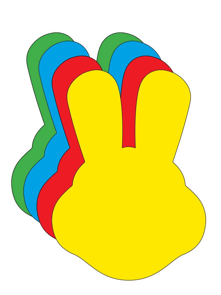 SHAPES ETC. Découpe Magnétique - Petit Lapin de Pâques de Couleurs Assorties avec Oreilles pour la vente par Creative Shapes Etc.