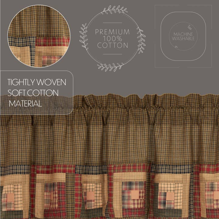 VHC Brands - Wholesale Valance - Tea Cabin Valance Log Cabin Block Border 20x72