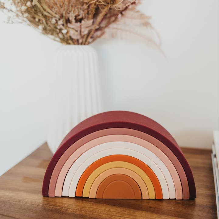 Siliconen Regenboog Stapelspeelgoed - Neutraal voor wholesale door Zebra Babies