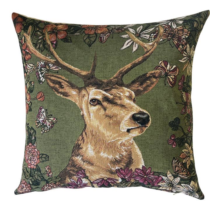 yapatkwa - art of the loom - Wholesale Throw/Decorative Pillow - stag decorative pillow - jacquard woven - tapestry cushion