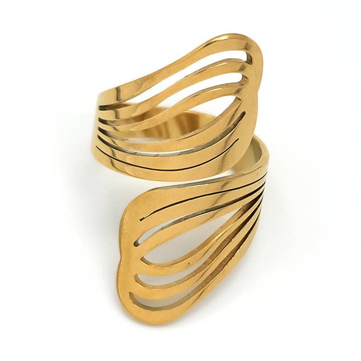 Acier inoxydable épais doré ajustable ✦ RI-0076 pour la vente par Simply Jewels