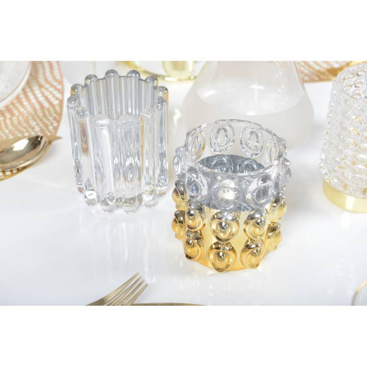 AULICA – wholesale Candle holder – Half-gold striped candlestick1