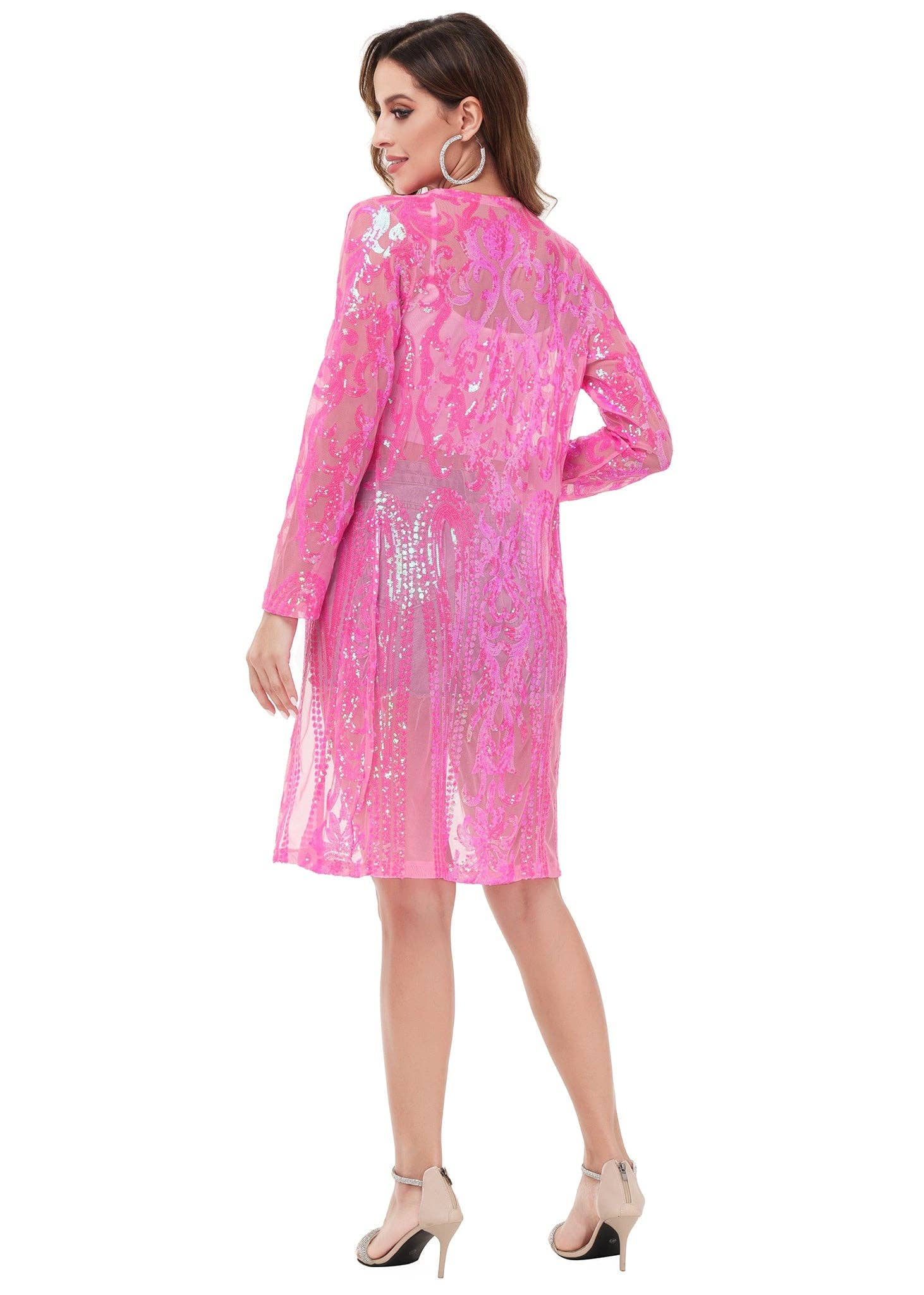 Anna Kaci Wholesale - Vente Kimono – femme - Cardigan à paillettes pour femmes à manches longues et ouvert sur le devant48