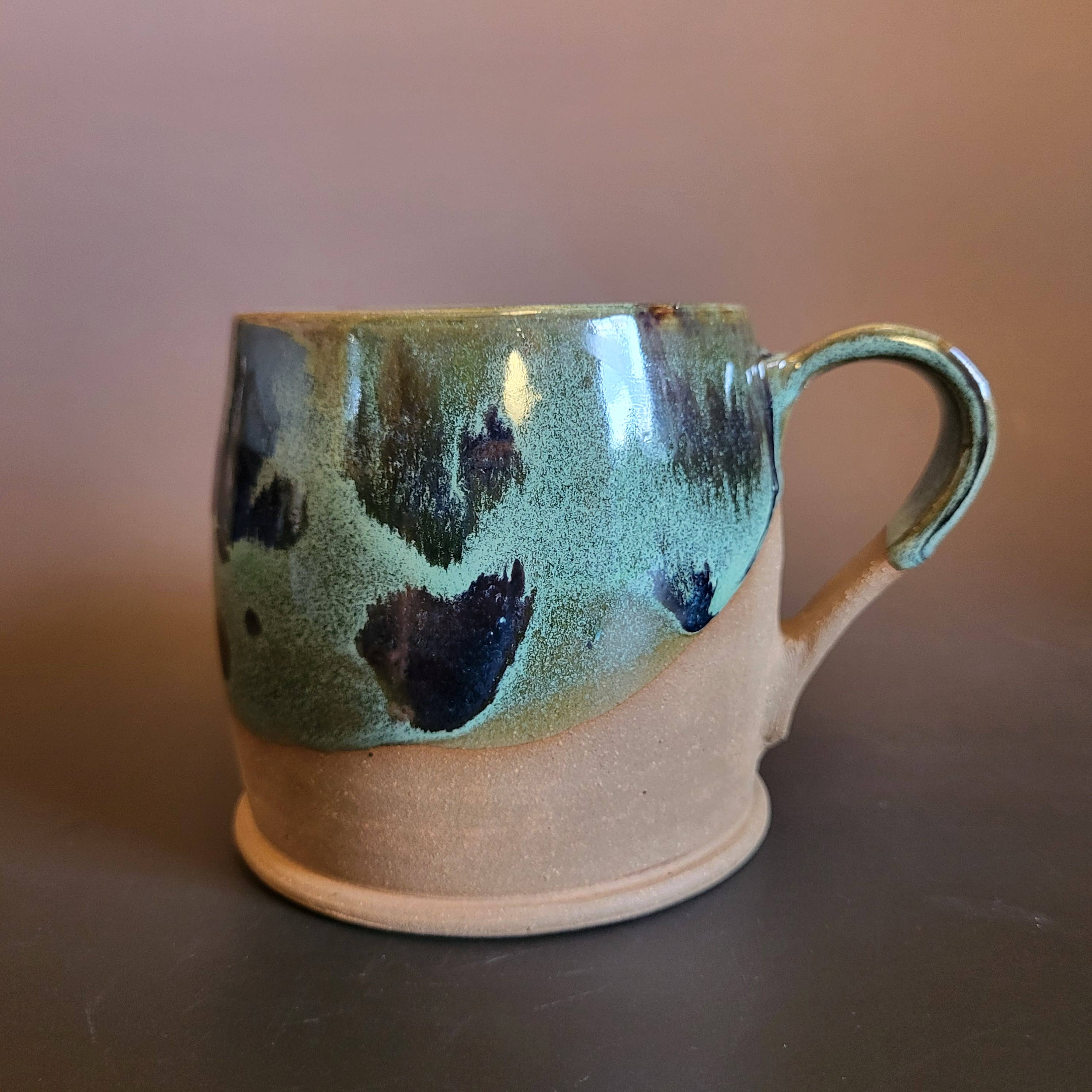 Divine Vessels Pottery - Wholesale Coffee Mug - Mug with Mushroom Emblem with Green and Brown glaze 3