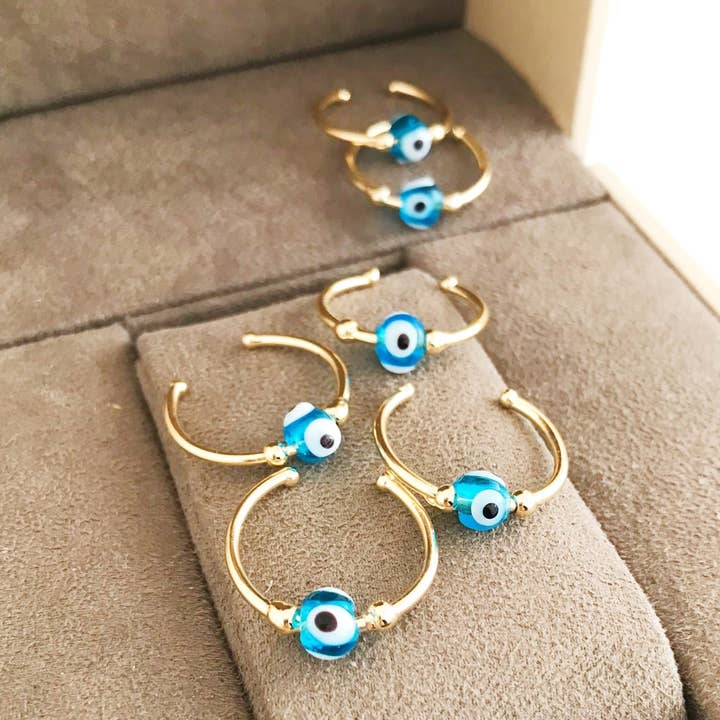 Minimalist Gold Evil Eye Ring for wholesale by Evileyefavor