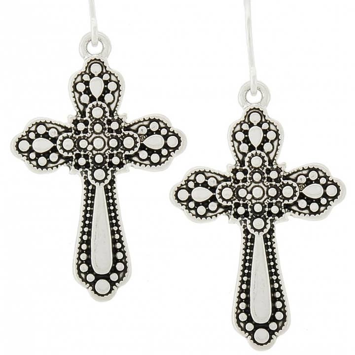 FR3768 Cross Studded Ball Metal Dangle Earrings for wholesale by 0011 PREMIERE
