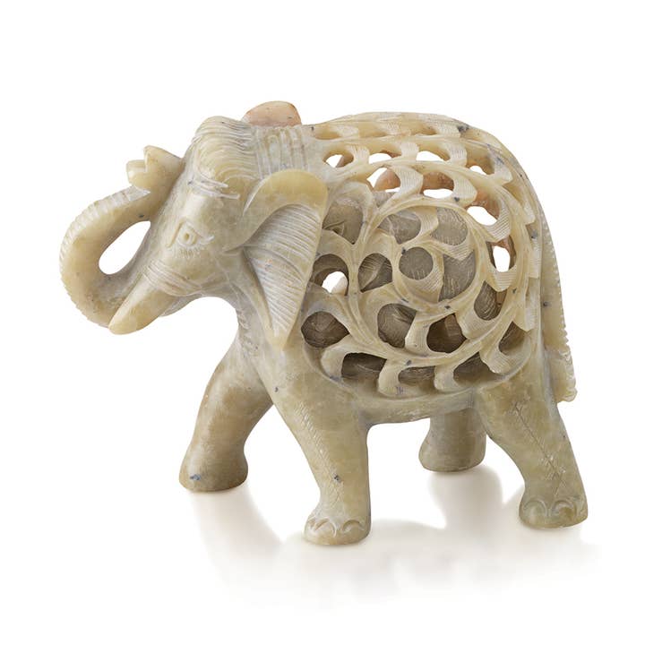 SERRV International - Wholesale Decorative Tabletop Object - Double-Carved Gorara Elephant0