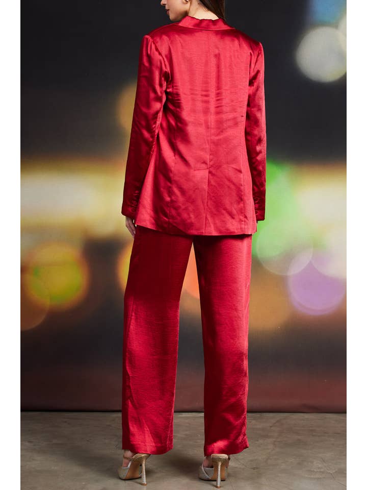 SKIES ARE BLUE - Wholesale Blazer - Women's - One button Dull Satin Blazer3