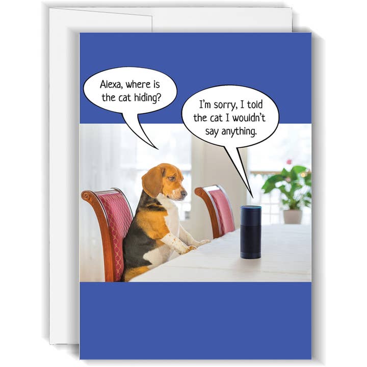 Dog Talking To Alexa - Funny Birthday Card for wholesale by Card Grin