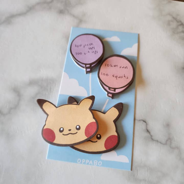 OppaboCo - Wholesale Sticky Notes - Pikachu & Ballons Sticky Note