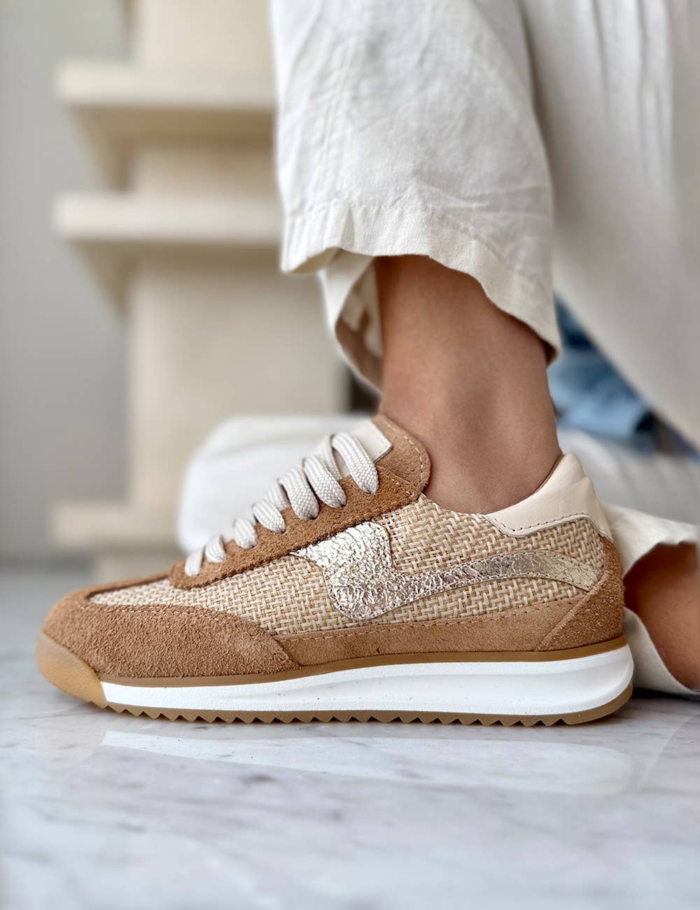 PMK SHOES - Vendita all'ingrosso Sneakers di tendenza - Donna - Poema - Cammello - Sneakers in Pelle di Mucca Fatte a Mano6