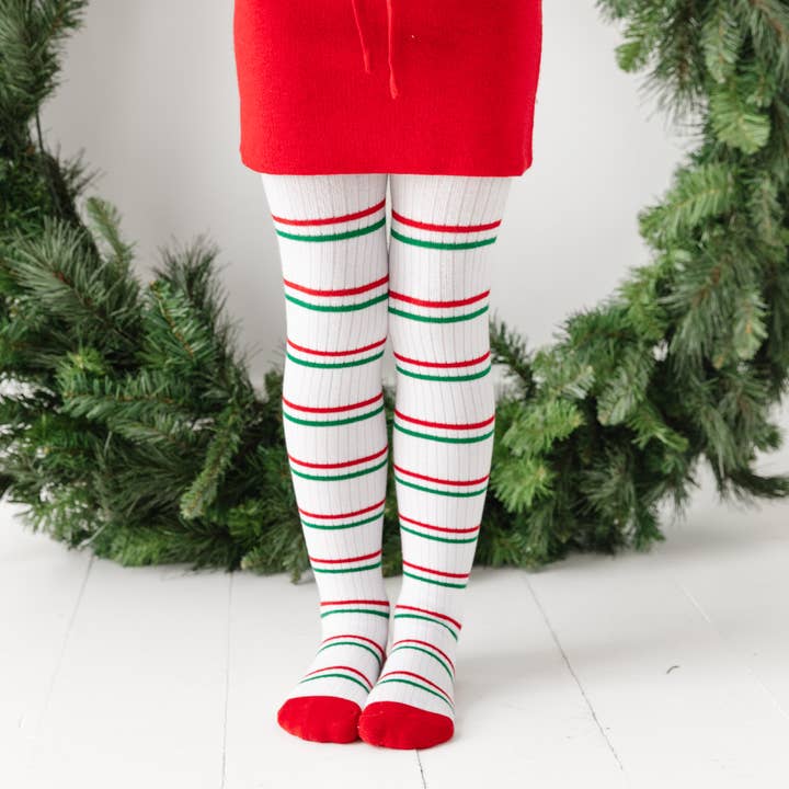 Little Stocking Co. - Wholesale Tights - Kids - Christmas Stripe Ribbed Tights
