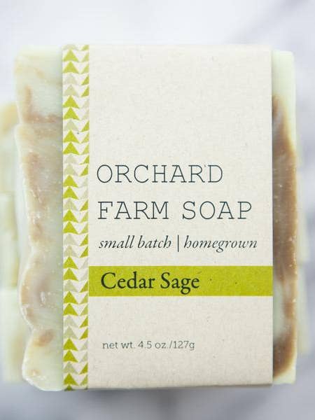 4.5oz Cedar Sage Soap Bar for wholesale by Orchard Farm Soap