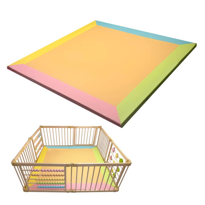ZETY Compatible Baby Play Mat - PU Leather Waterproof - 1.5" Thick Colored- 8 Panel for wholesale by TYZE