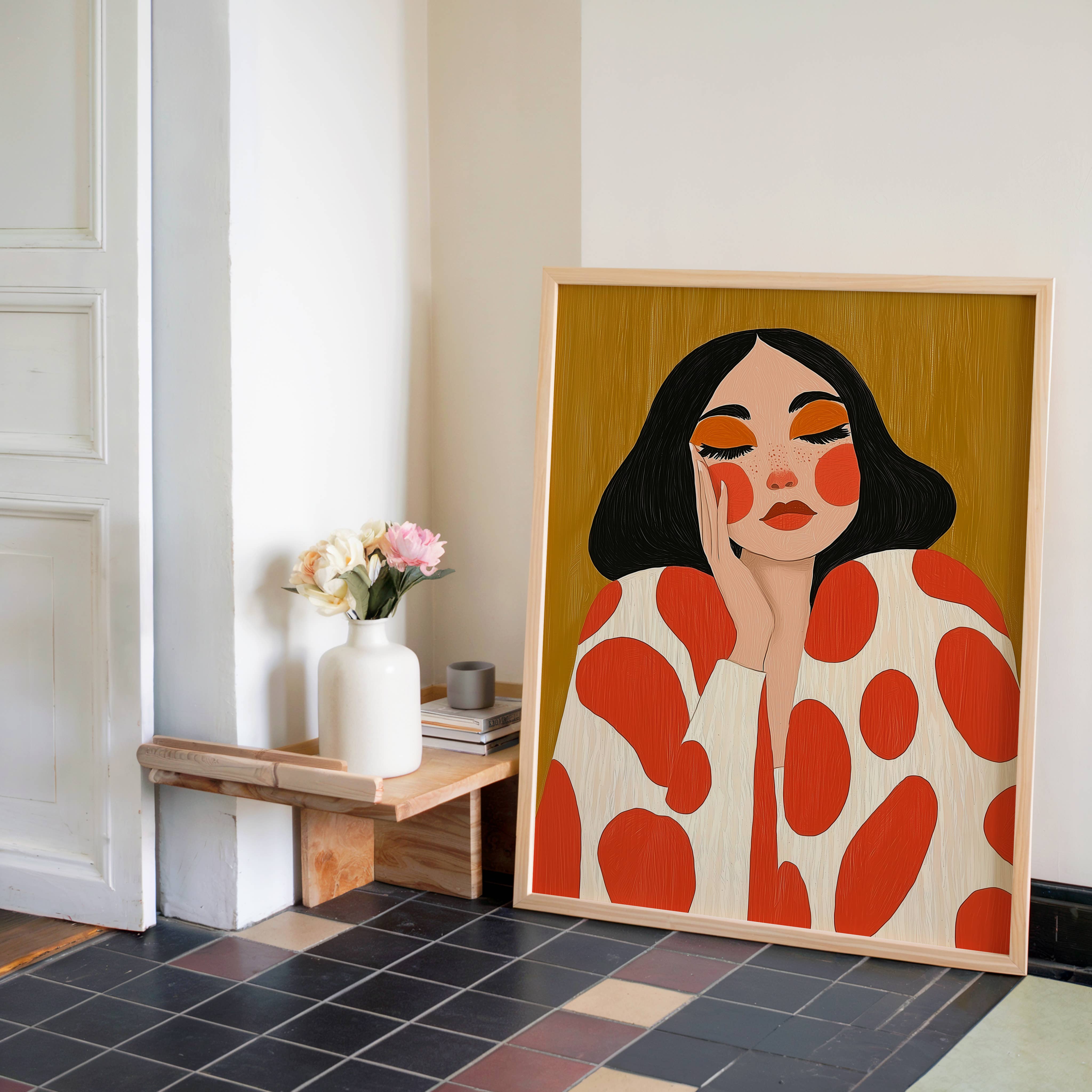 IuliiaArtPrints - Wholesale Art Print - Fashion-Inspired Abstract Female Poster – Bold Red Dot Print5